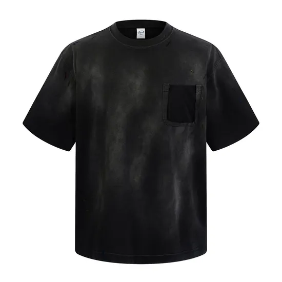 Breathable Pure Cotton Tie Dye Pocket Top Make Custom Brand Logo DTG Embroidery Wholesale Service