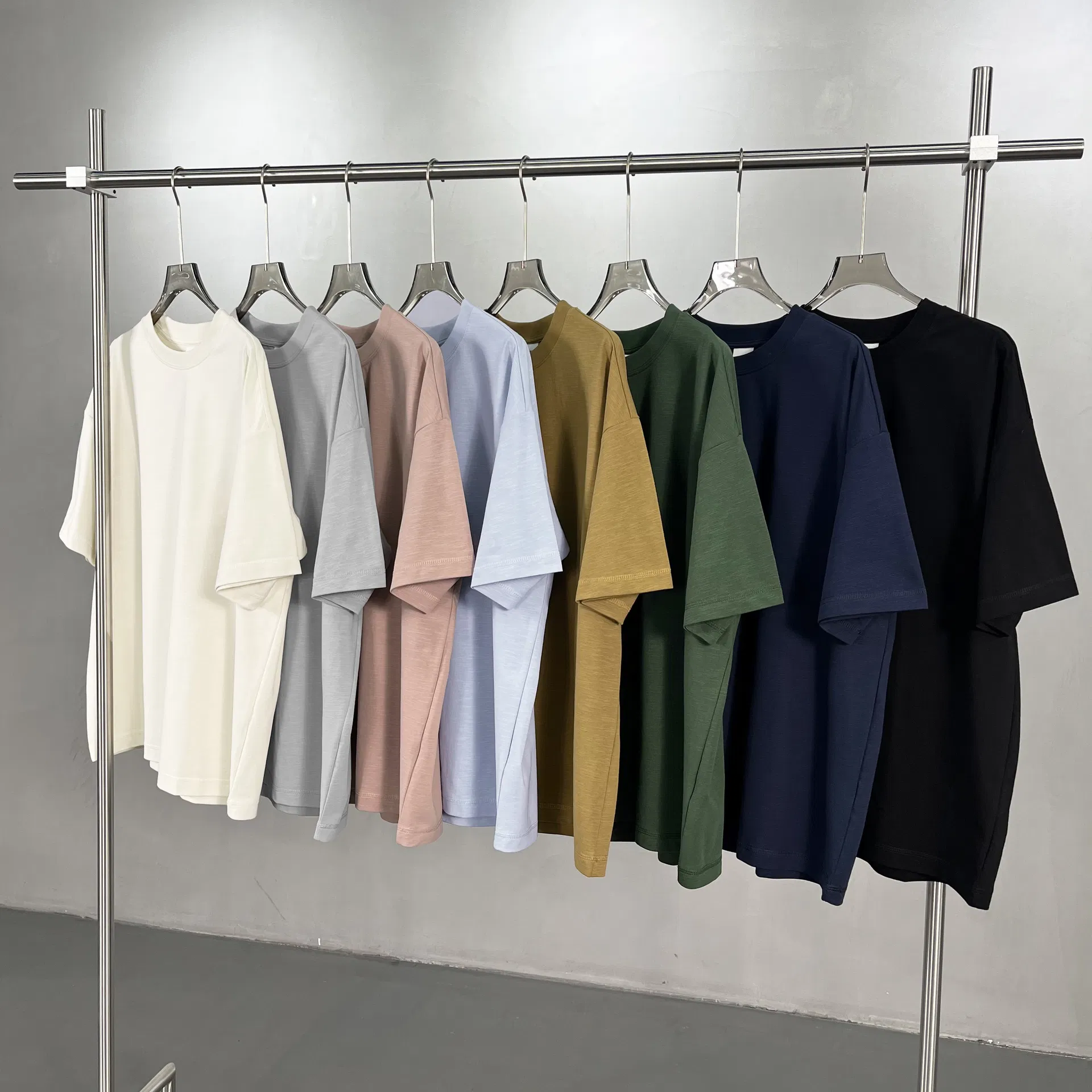 Drop Shoulder Oversize Cotton Tops Custom Artwork Embroidery DTG Large Lot Wholesale