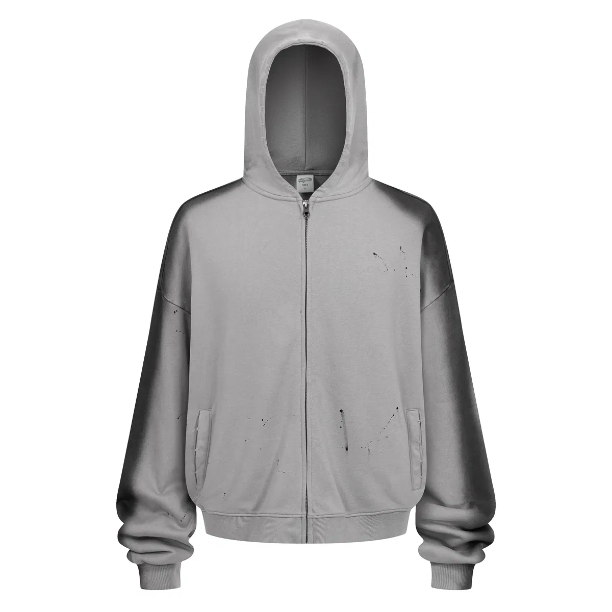 Heavyweight Splatter Washed Cotton Zip Hoodie Custom Logo Bulk Apparel Order