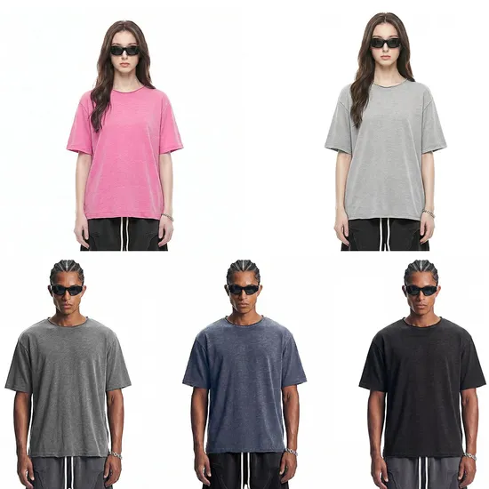 in-Stock Snow Washed Cotton Tee for Commercial Custom Logo Embroidery DTG Business Use