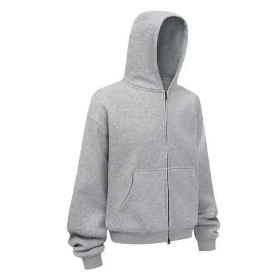 Fleece Lined Double Full Zip Hoodie Boxy Cut Cotton Embroidery DTG Bulk Order Available