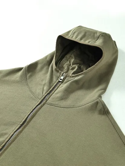Classic Oversized Solid Color Cotton Zip Hoodie Custom Logo Wholesale for Brands
