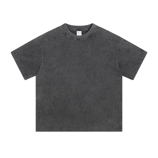 Solid Color Washed Cotton T-Shirt Supports Custom Logo Embroidery DTG Bulk Orders