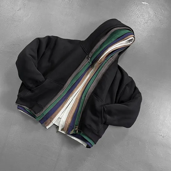 Oversized Pure Cotton Zip Hoodie Custom Logo Embroidery Dtf Print Bulk Wholesale Supply