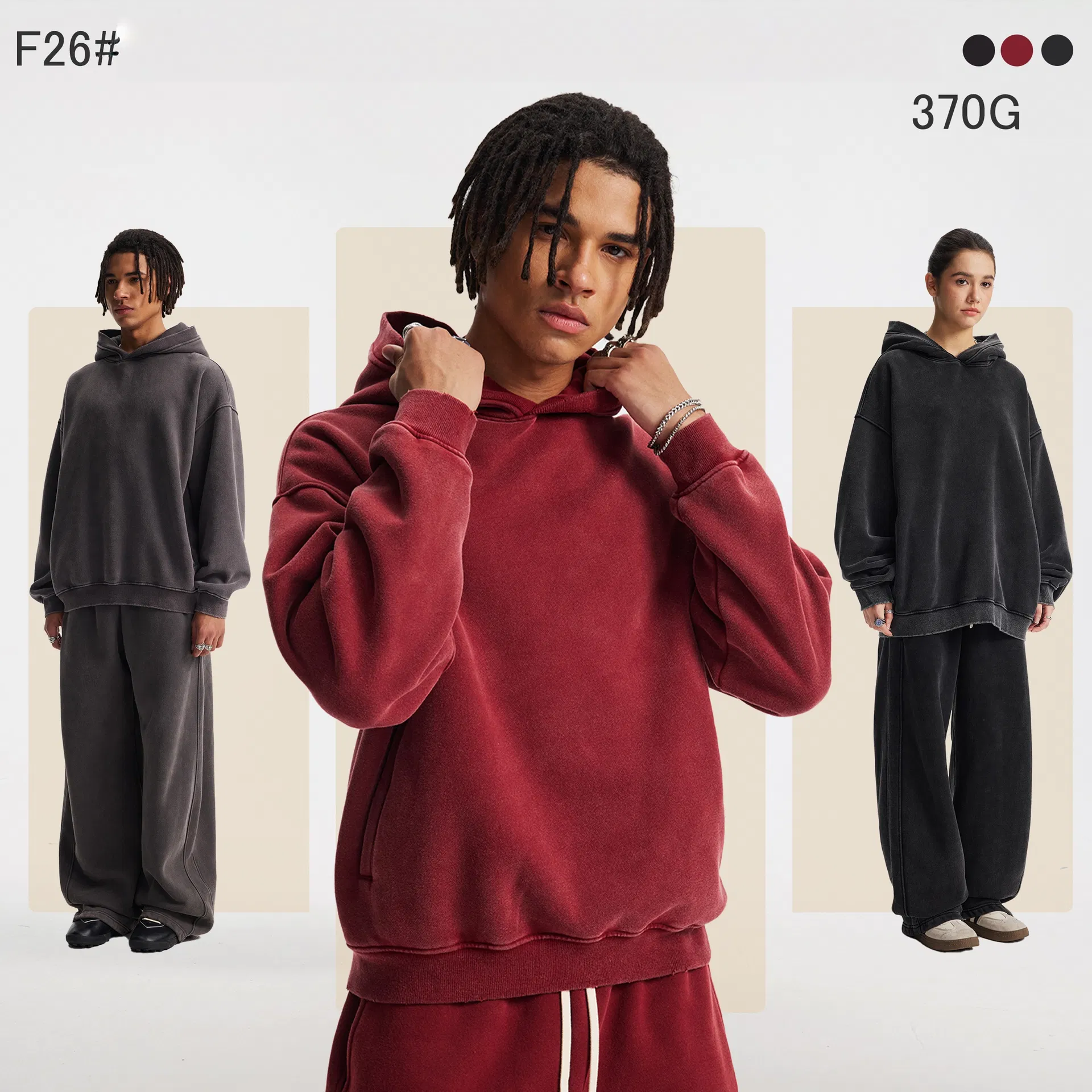 Heavyweight Washed Cotton Hoodie Accept Custom Logo Embroidery DTG Bulk Wholesale Supply