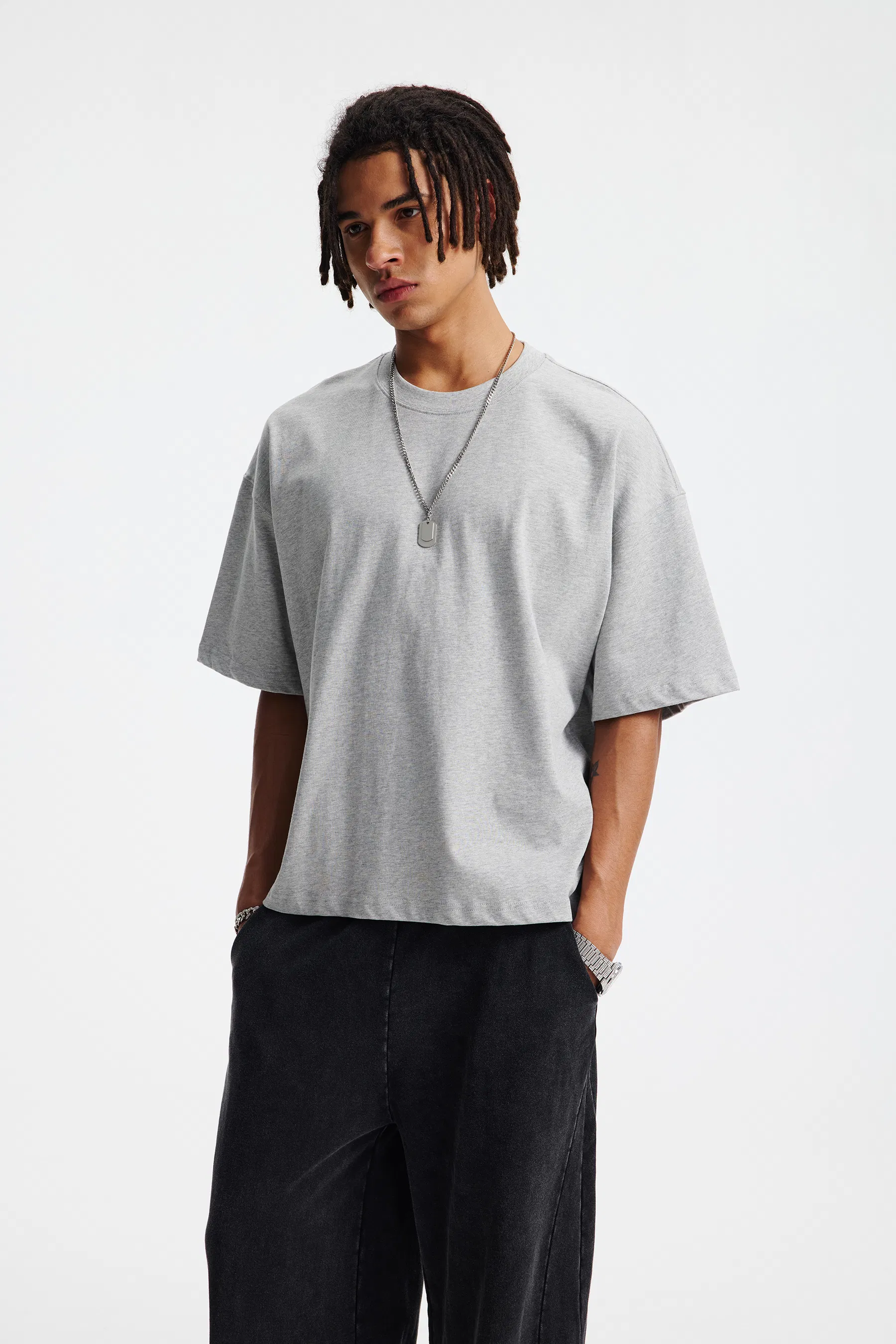 Drop Shoulder Unisex Casual Pure Cotton Tee Custom Art Embroidery DTG Large Quantity Wholesale Supply