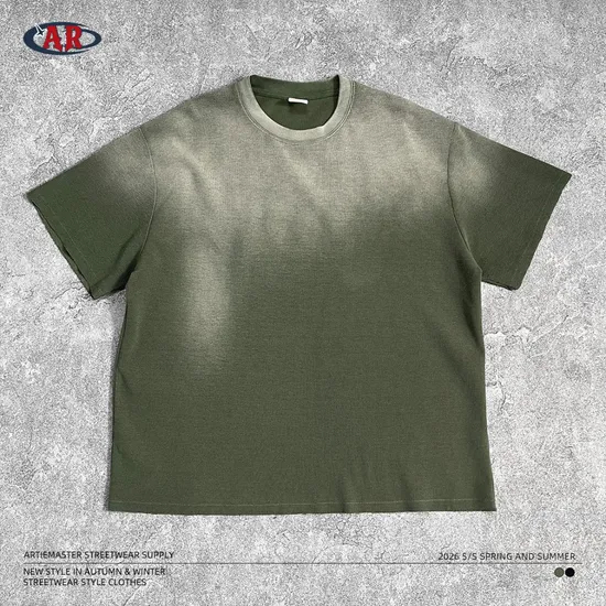 Retro Gradient Cotton T-Shirt Allows Batch Custom Logo Embroidery and DTG Service