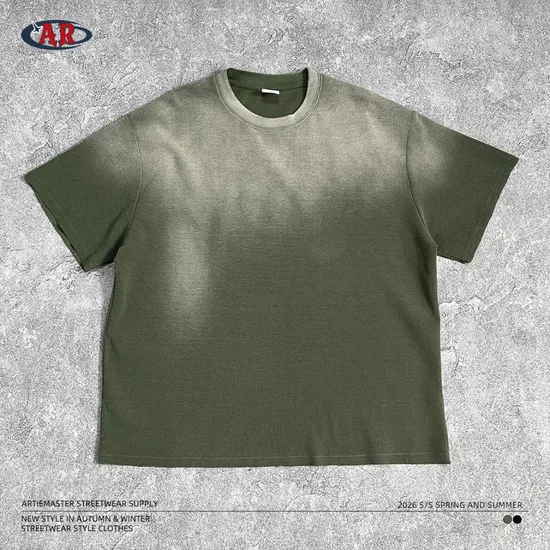 Retro Gradient Cotton T-Shirt Allows Batch Custom Logo Embroidery and DTG Service