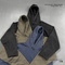 100% Cotton Front Back Spliced Hoodie Raw Edge Wax Wash Wasteland Custom Logo Wholesale