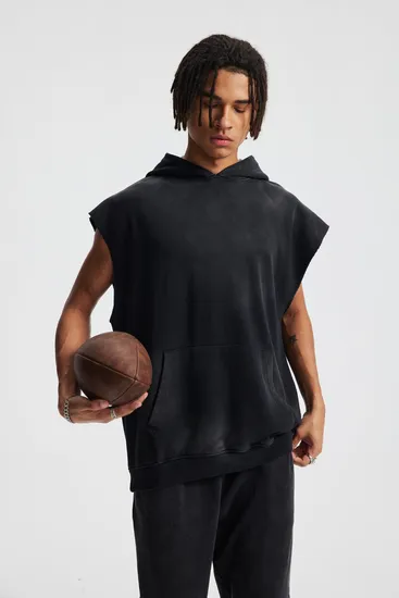 Unisex Oversized Sleeveless Hoodie Personal Custom Logo Factory Direct Bulk Sale