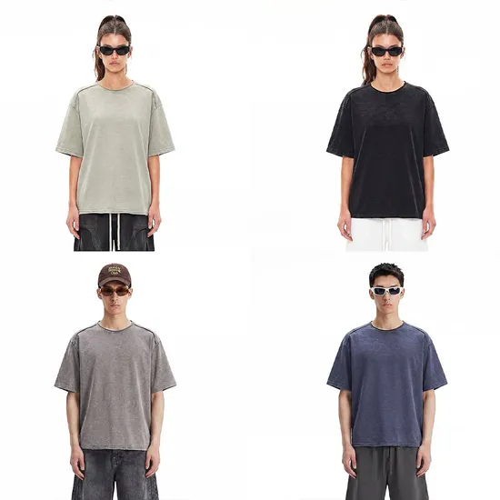 Premium Soft Pure Cotton Vintage Ribbed T-Shirts with Printed and Embroidered Custom Bulk Order
