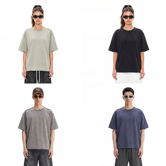 Premium Soft Pure Cotton Vintage Ribbed T-Shirts with Printed and Embroidered Custom Bulk Order