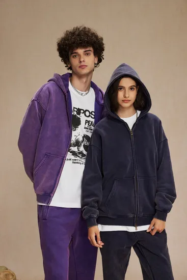 Unisex Oversized Vintage Washed Zip up Hoodie Personal Custom Logo Factory Direct Bulk