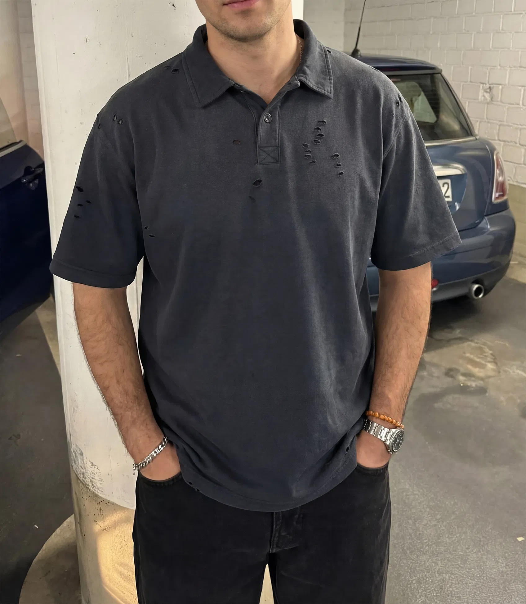 Classic Distressed American Street Polo Custom Graphic DTG Embroidery Apparel Bulk