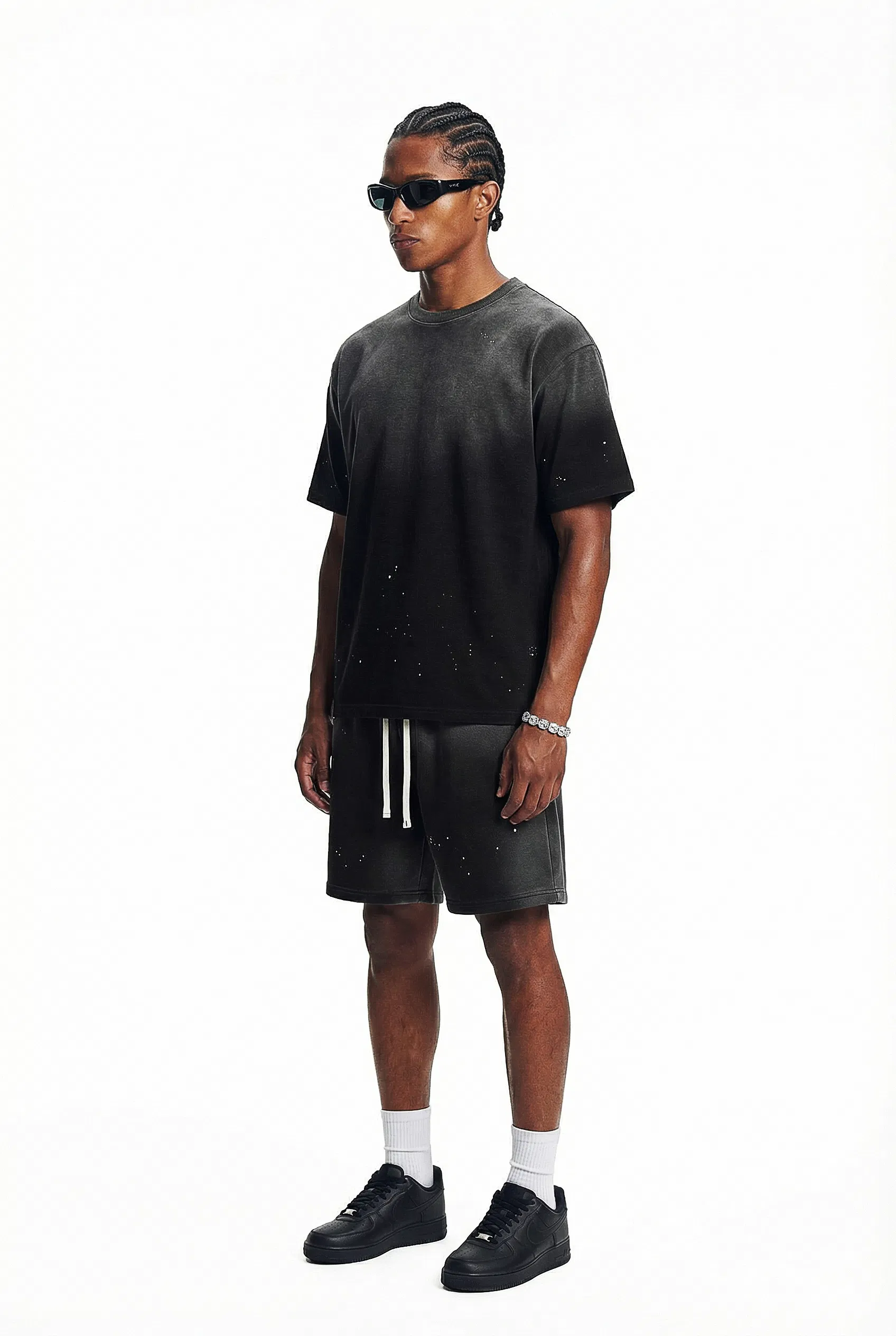 Splatter Paint Pure Cotton Tee Make Custom Logo Embroidery Digital Print for Wholesale Clients