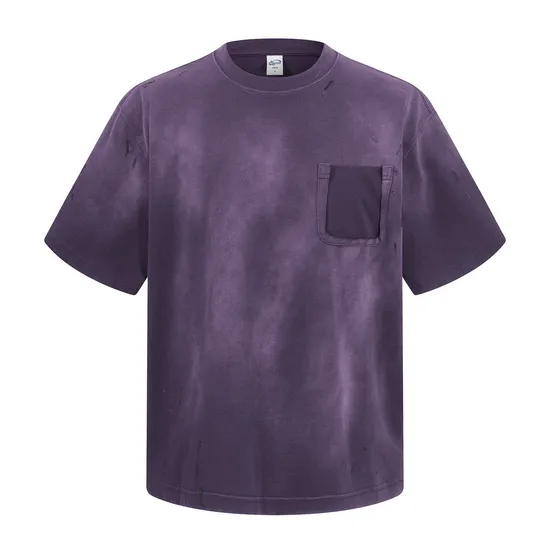 Breathable Pure Cotton Tie Dye Pocket Top Make Custom Brand Logo DTG Embroidery Wholesale Service