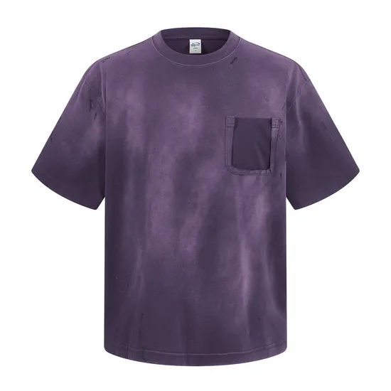 Breathable Pure Cotton Tie Dye Pocket Top Make Custom Brand Logo DTG Embroidery Wholesale Service