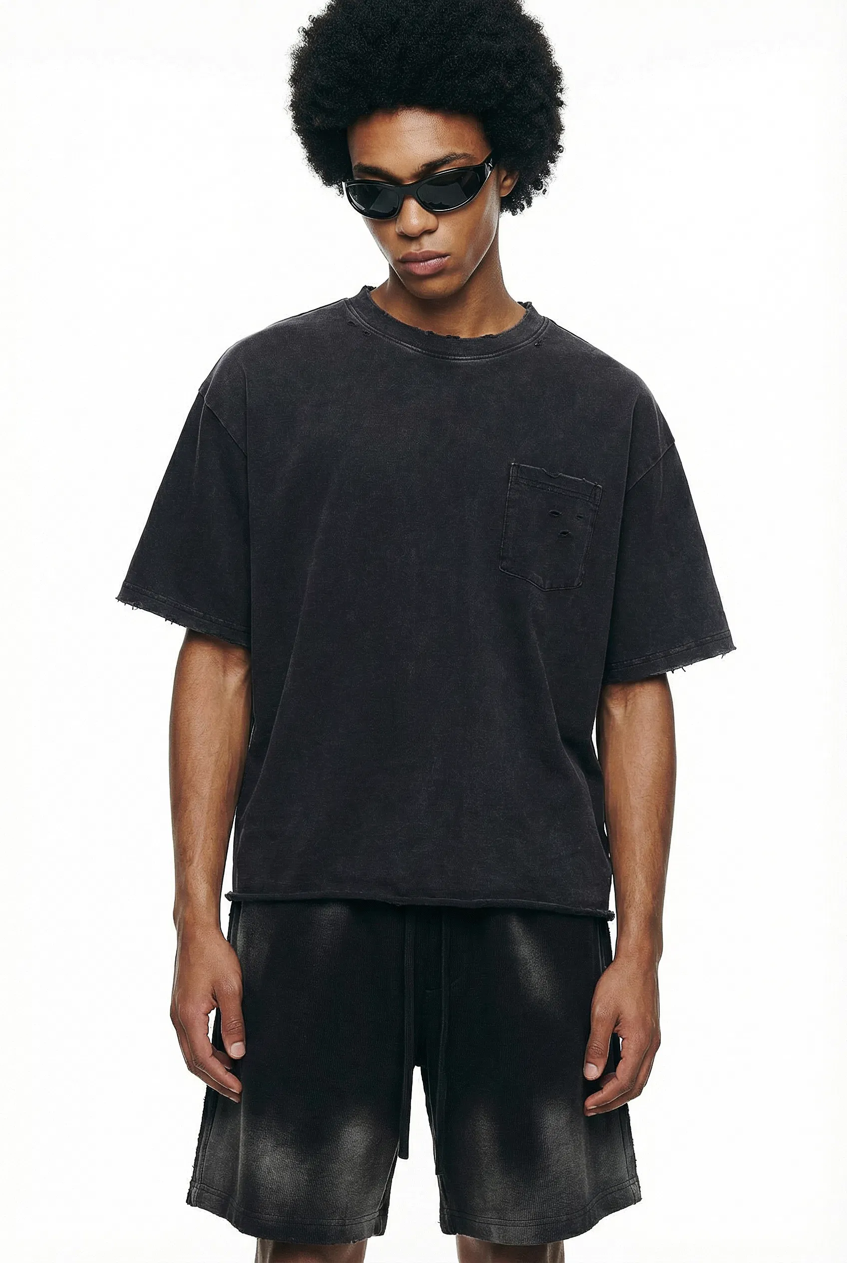 Premium Vintage Washed Cotton Blank Tee Fits Custom Embroidery and Direct-to-Garment Printing Process