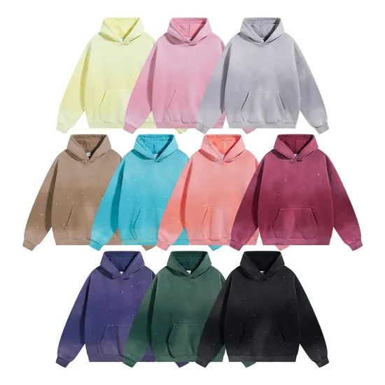 Spray & Splatter Washed Fleece Hoodie Custom Logo Embroidery Dtf Bulk Wholesale