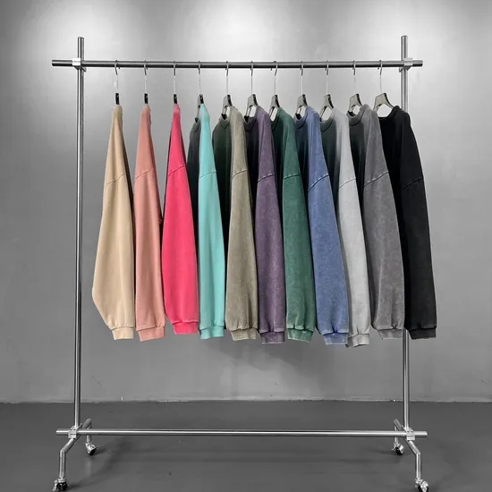 All Season Casual Washed Crew Neck Top Custom Logo Print Embroidery Bulk Brand