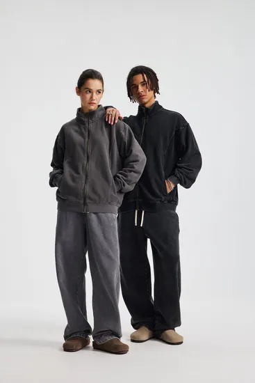 Unisex Oversized Blank Seam Detail Zip Jacket Personal Custom Logo Factory Direct Bulk Sale