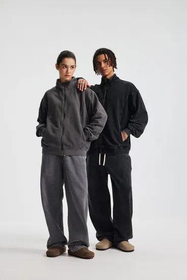 Unisex Oversized Blank Seam Detail Zip Jacket Personal Custom Logo Factory Direct Bulk Sale