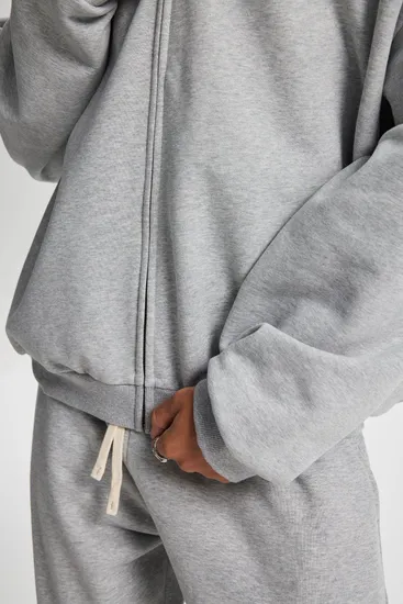Oversized Drop Shoulder Full Zip Cotton Hoodie Custom Logo Embroidery Dtf Bulk Wholesale