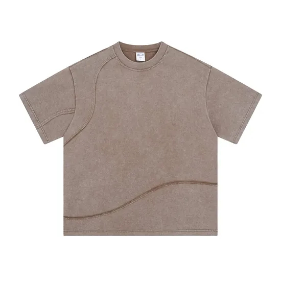Blank Distressed Cut Detail Crew T-Shirt Custom Graphic DTG Embroidery Apparel Bulk OEM Supplier Service