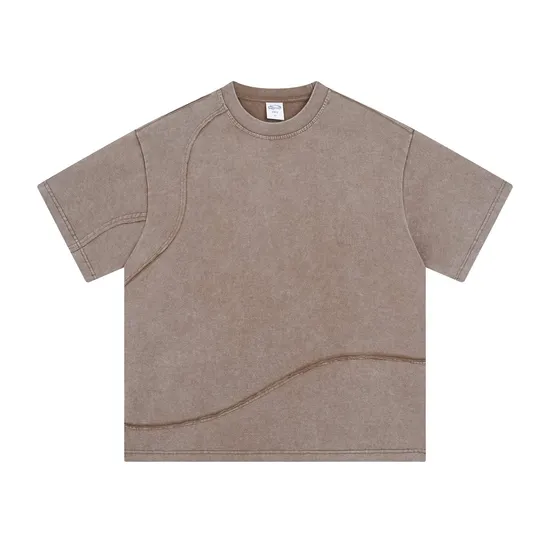 Blank Distressed Cut Detail Crew T-Shirt Custom Graphic DTG Embroidery Apparel Bulk OEM Supplier Service