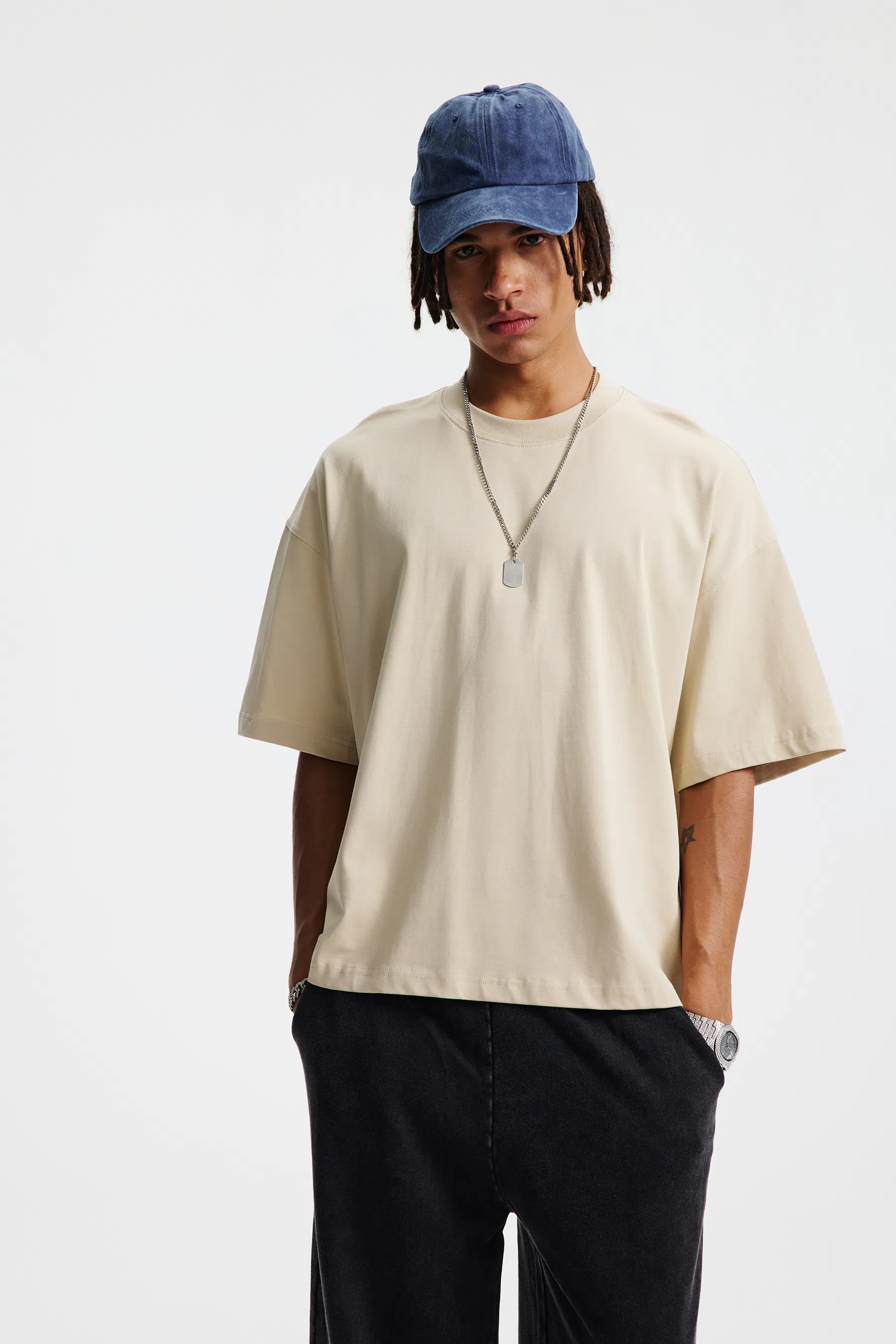 Premium Cotton Blank Oversized Tee Support Custom Logo Print Bulk Wholesale Order