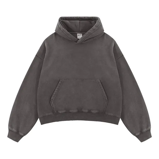 Fleece Lined Snow Wash Distressed Hoodie Custom Logo Embroidery DTG Bulk Wholesale Supply