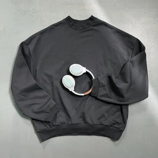 Classic Loose Long Sleeve Cotton Crew Sweatshirt Custom Logo Wholesale for Clothing Brands