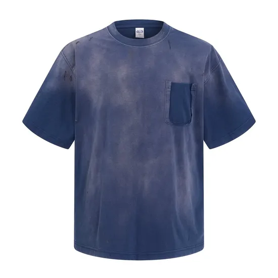 Breathable Pure Cotton Tie Dye Pocket Top Make Custom Brand Logo DTG Embroidery Wholesale Service