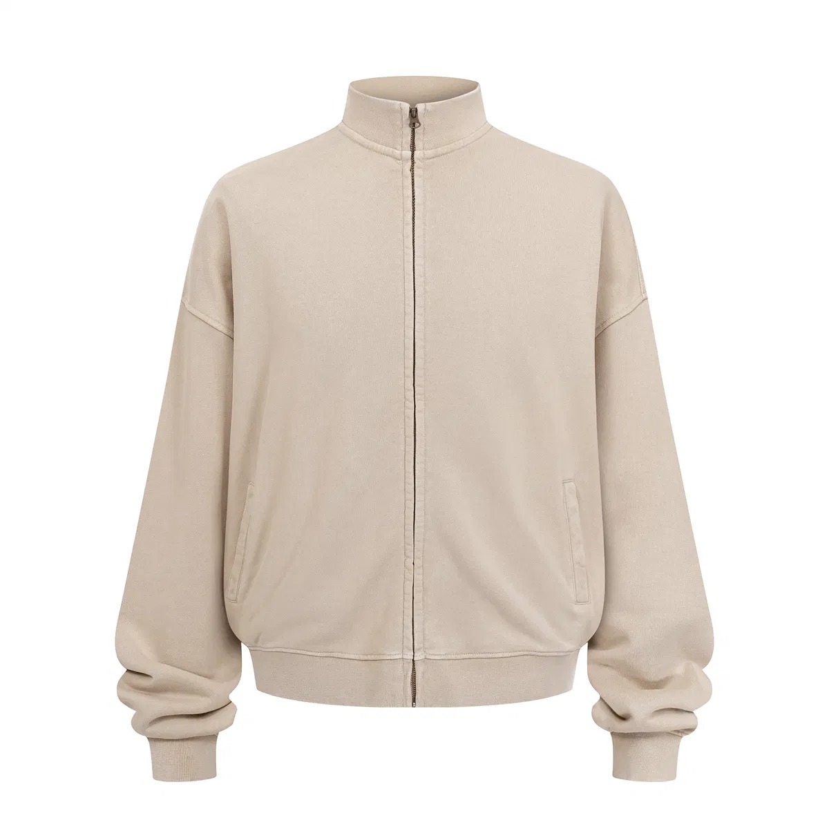 Classic Retro Washed Full Zip Collar Cotton Jacket Custom Logo Wholesale for Apparel Brands