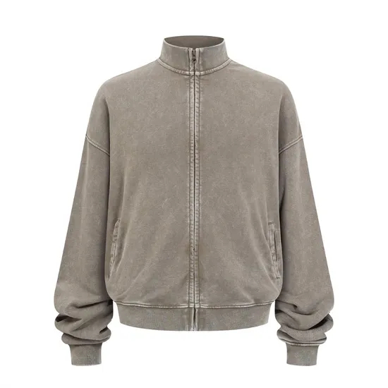 Plain Unprinted Stand Collar Zip Cotton Jacket Custom Design Logo Dtf Bulk Factory Production