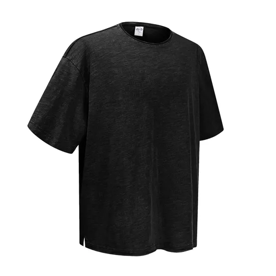 in-Stock Snow Washed Cotton Tee for Commercial Custom Logo Embroidery DTG Business Use