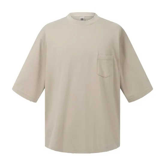 Breathable Pure Cotton Minimal Pocket T-Shirts Make Custom Brand Logo DTG Embroidery Wholesale Service